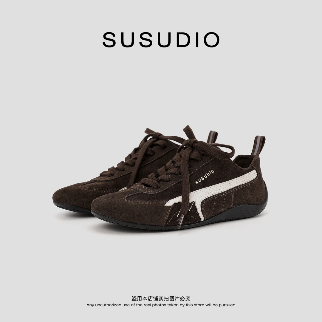 SUSUDIO 牛反绒皮 复古系带真皮低帮德训休闲鞋 80023