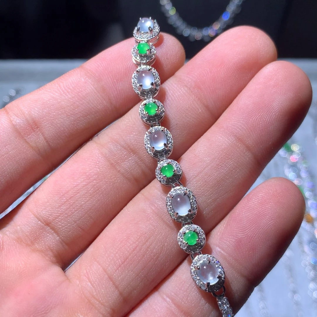 翡翠银S925镶嵌耳饰13