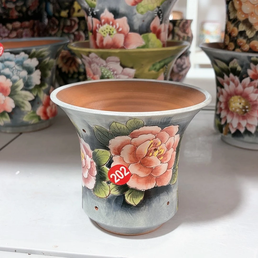 紫砂花盆卷*?手工花盆默认微瑕