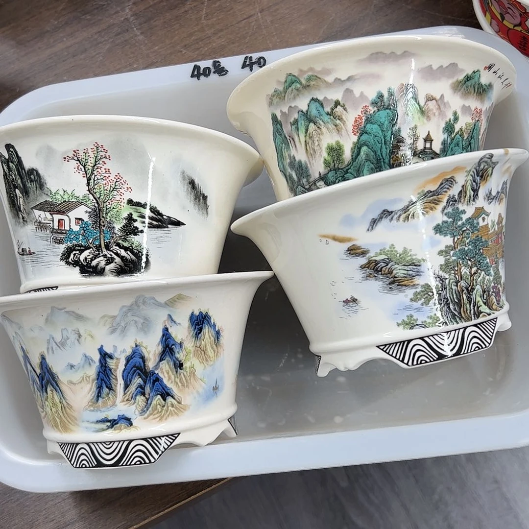 紫砂花盆开**新40号瑕疵4个15/8cm