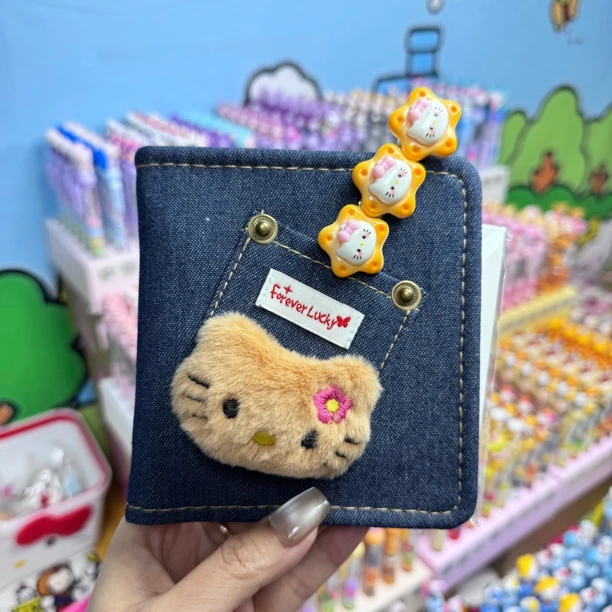 可爱KT口袋本子A7活页本复古牛仔本