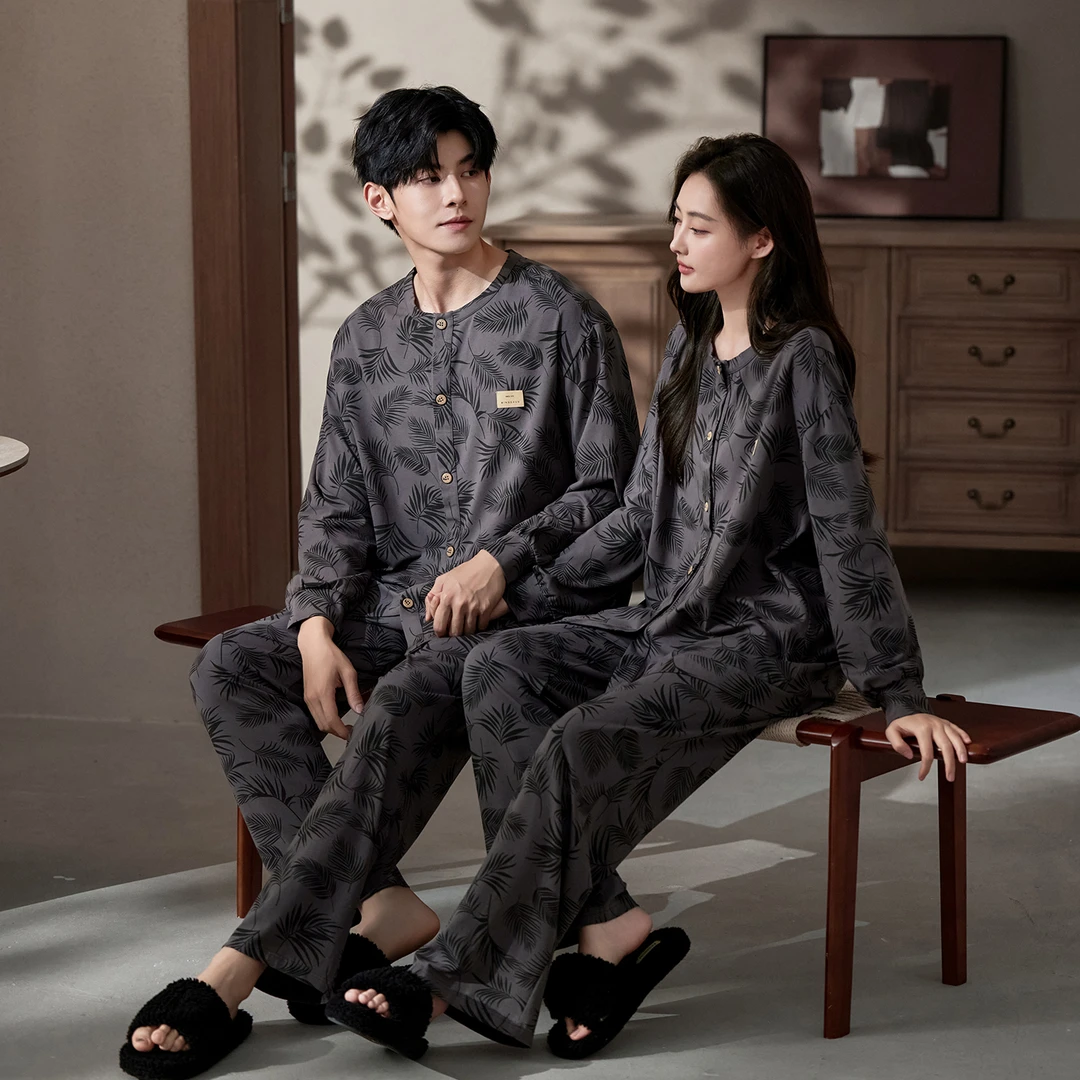【早秋】睡衣男女款情侣款2025新爆款琥珀流光风长袖宽松男士睡衣