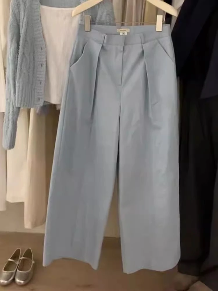 369宽松长裤韩版春夏秋女士休闲风高腰休闲裤简约阔腿纯色百搭