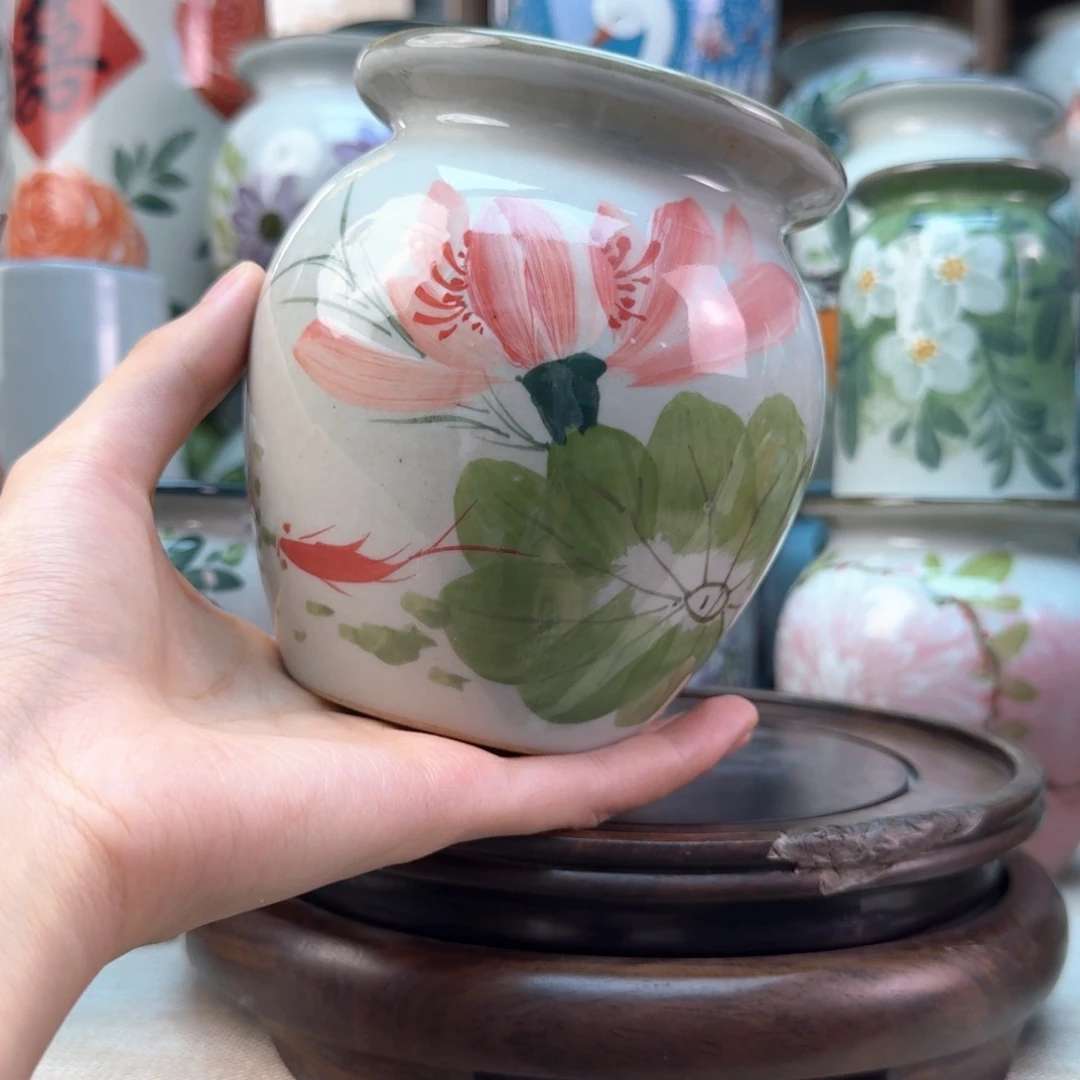 景德镇纯手绘陶瓷花瓶无孔