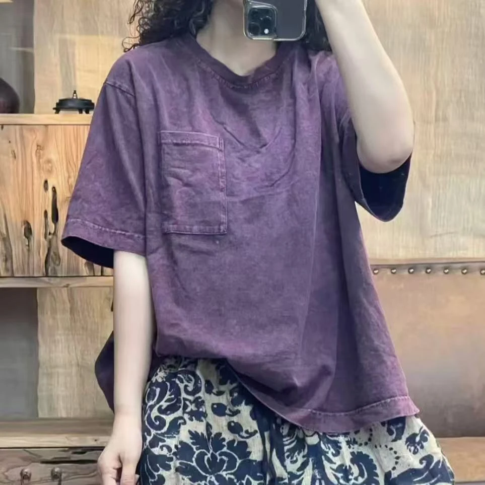 HH 116 夏季新品炒色圆领短款怀旧休闲百搭女上衣T恤 胸围120长58