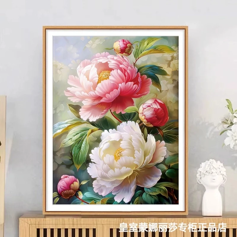 盛放牡丹十字绣新款适合年轻人客厅卧室玄关手工刺绣