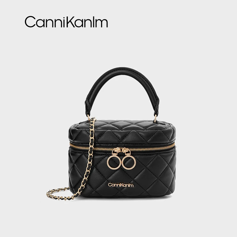CanniKanlm官方正品真皮盒子小方包女2025新款高级质感单肩斜挎包
