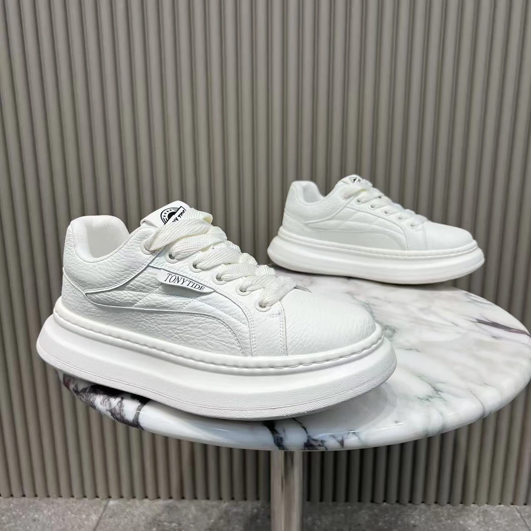 厚底经典增高皮面男士休闲鞋2025秋季新款系带小众舒适百搭潮鞋男