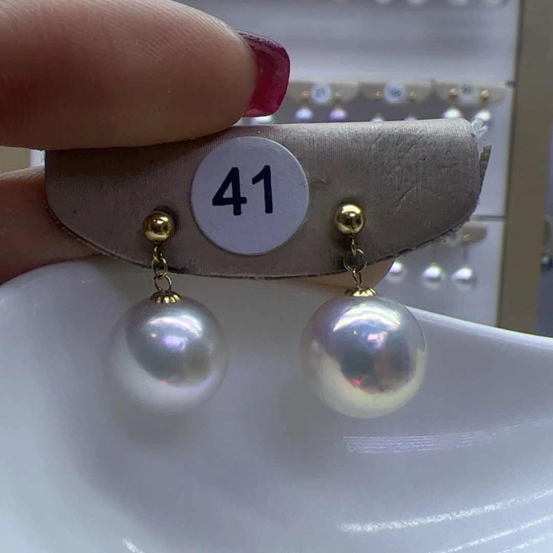 淡水珍珠耳饰18K金镶嵌