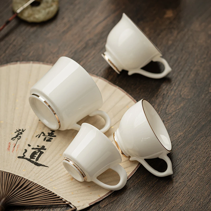 带把防烫茶杯有耳功夫茶杯陶瓷品茗杯带手柄茶盏中式家用喝茶单杯