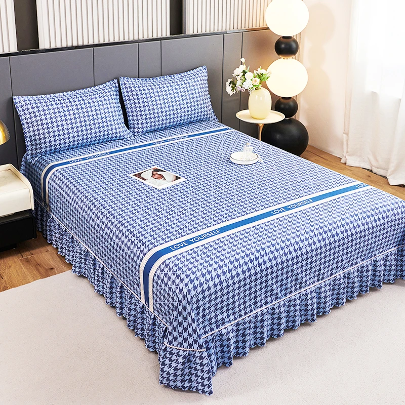 加大床裙高档防尘床套罩亲肤柔软透气遮丑下摆床裙罩四季通用