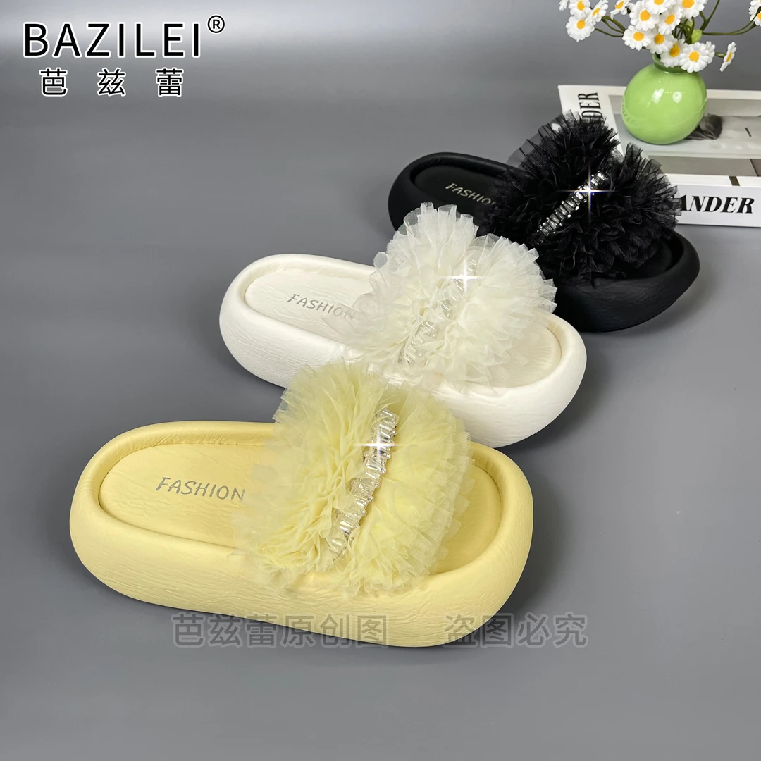 72-1泡芙厚底水钻凉拖鞋女2025夏季新款时尚百搭休闲