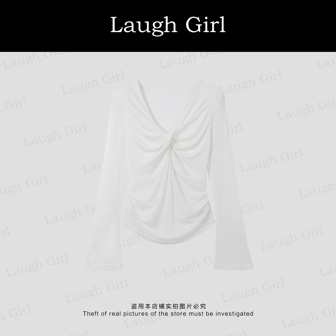 楚楚君 Laugh girl【纯欲风】纯欲净版显瘦长袖上衣TL53566J