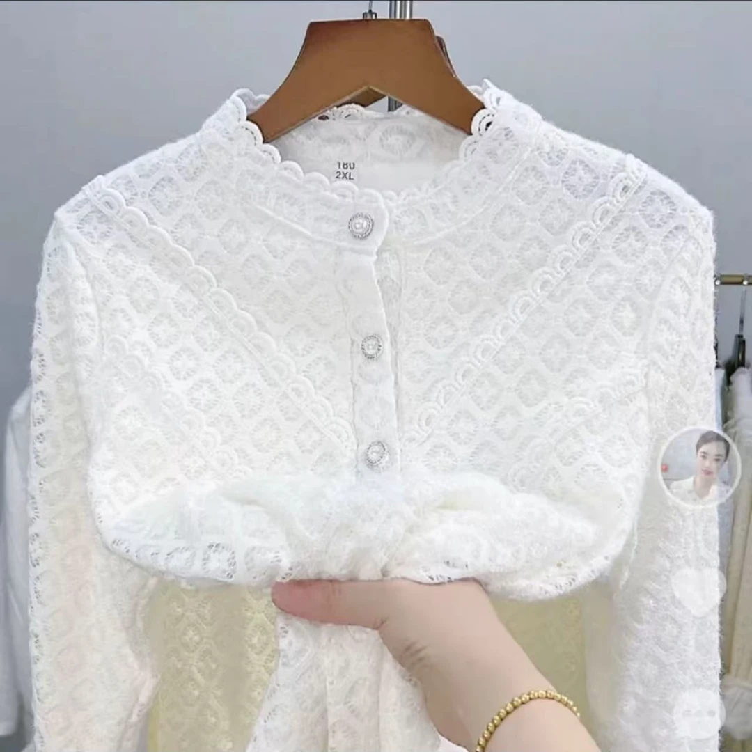 （加绒）149#水貂绒 蕾丝衫.