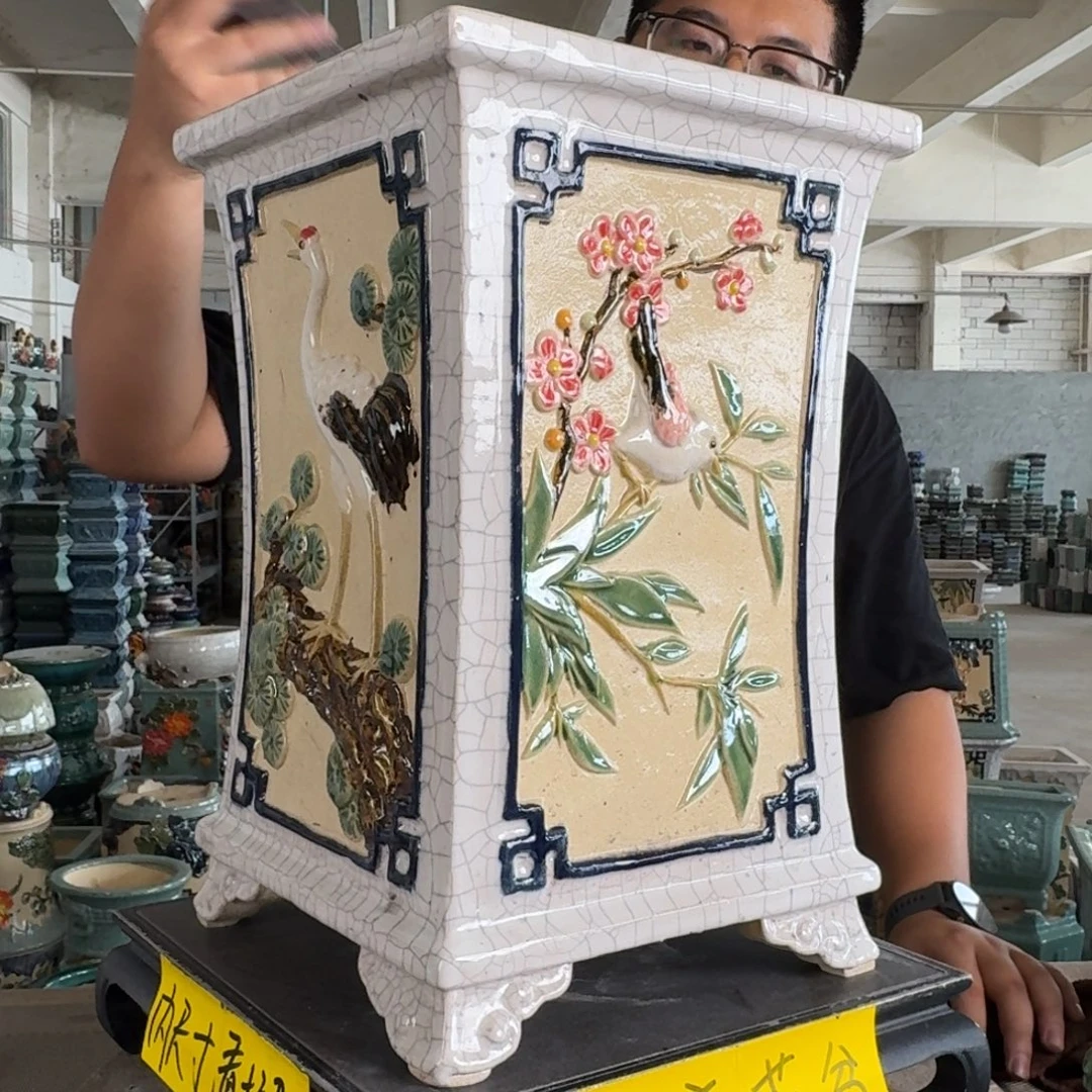 。一风堂石湾花盆 脚拼接缝隙 内20*34
