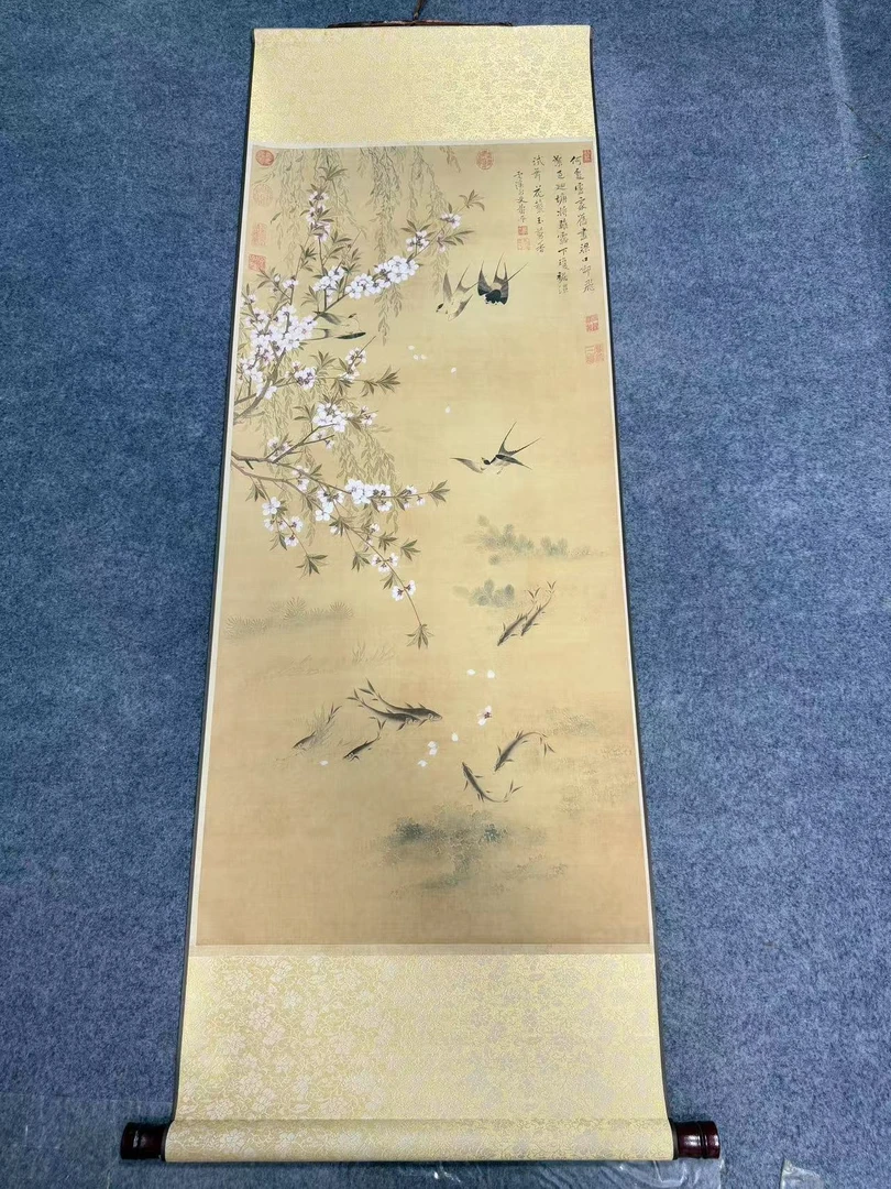 【燕嬉鱼乐】宽45高140 国画