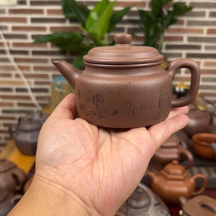 @***飞茶壶紫砂德钟180毫升紫泥半手工微暇