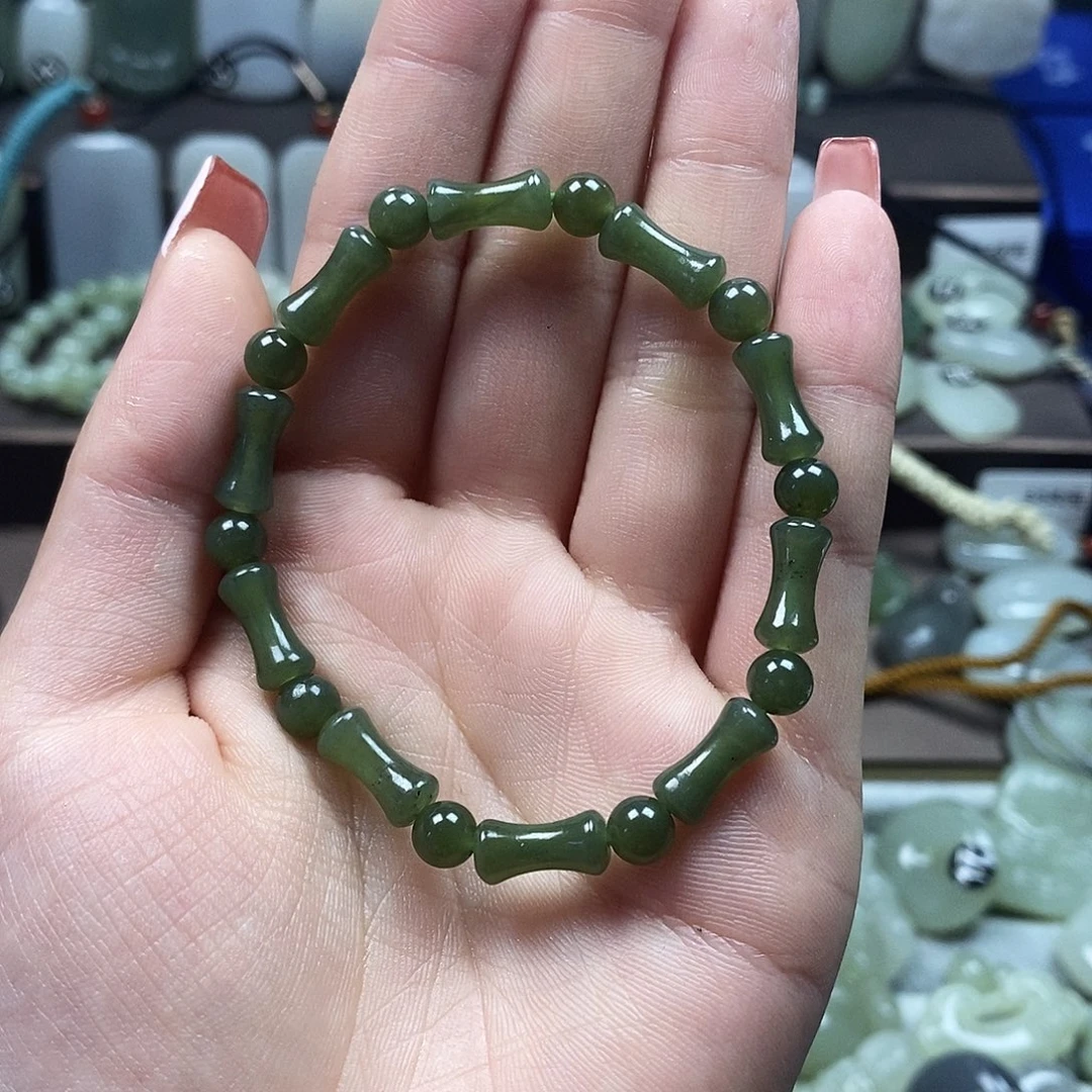 和田玉未镶嵌颈饰抚**雨竹节手串1103