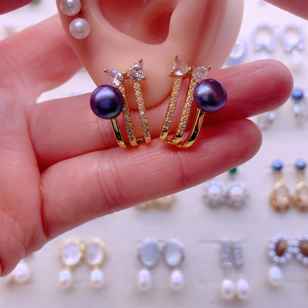 合金淡水珍珠耳饰