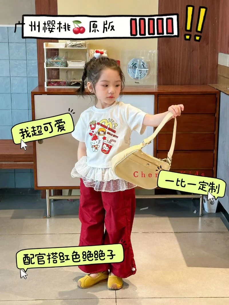 爆款 上新 孩子岛品牌 猫咪 T恤 辣妹款