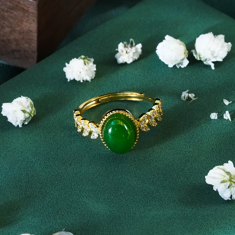 L-005  简单大气尊贵复古  碧玉戒指