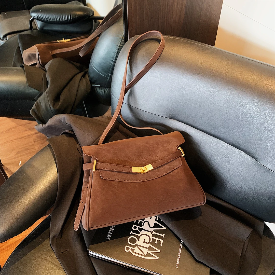 简约时尚女包大容量百搭单肩包通勤气质斜挎包磨砂质感复古大包包