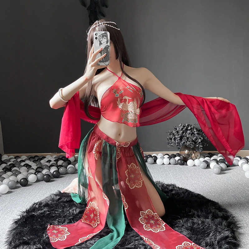 民族风性感飞天汉服敦煌制服肚兜诱惑国潮古风旗袍激情纯欲套装