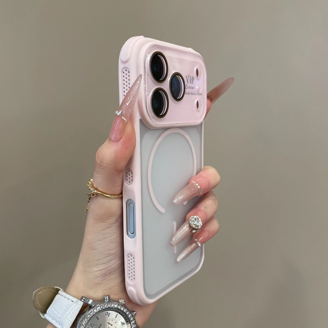 肤感磨砂磁吸大视窗适用iPhone17手机壳16pro散热边框15pm护镜14