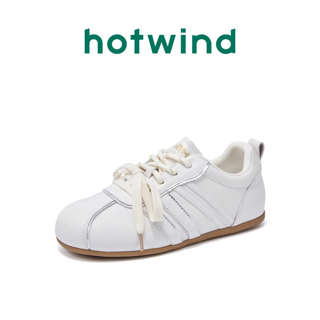 Hotwind热风2025新款小白鞋休闲鞋新款百搭透气复古软底德训板鞋