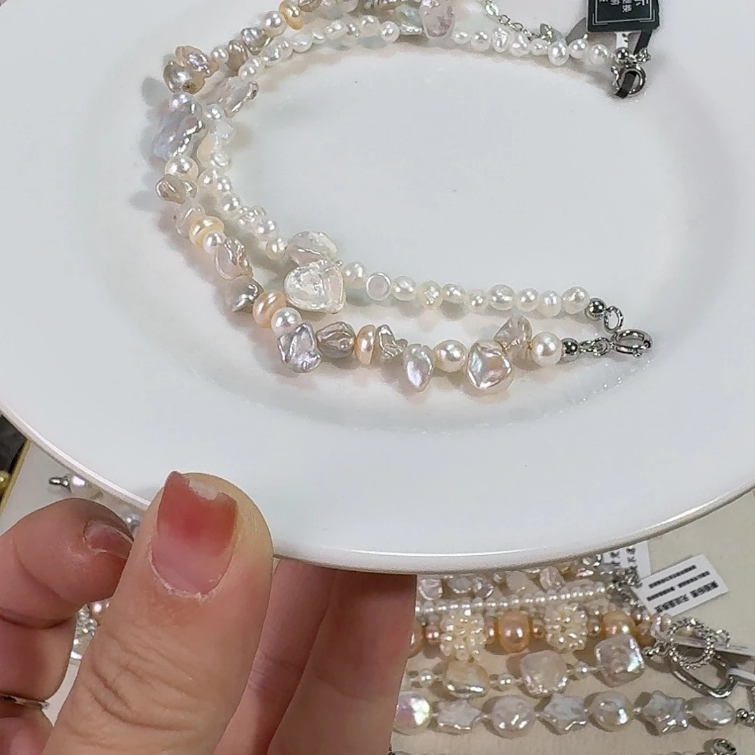 淡水珍珠银S925镶嵌手镯