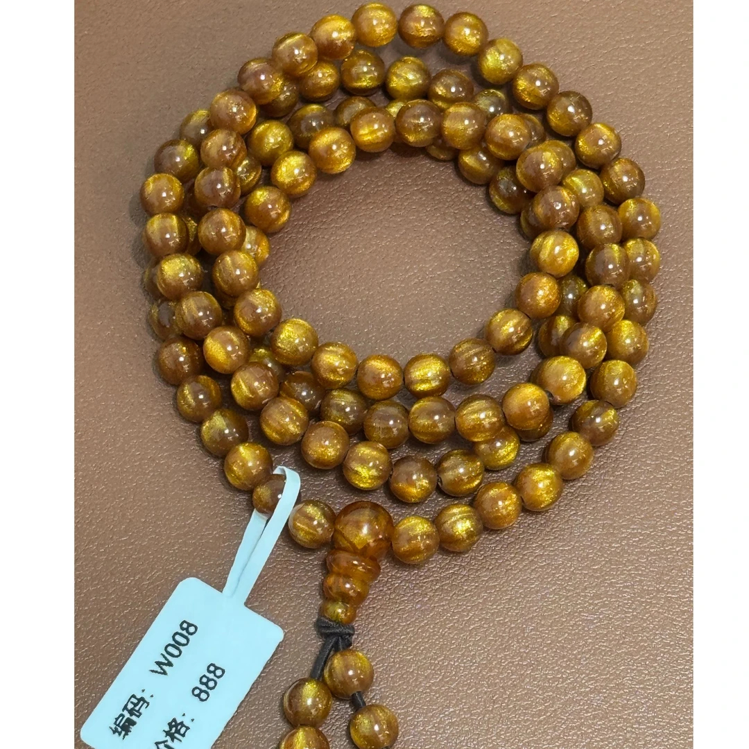 W008——金丝海柳108颗6mm（无礼盒）