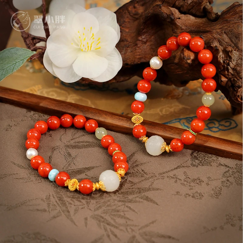 翠小胖三号店 南红单圈手串搭珍珠等 多样性发1