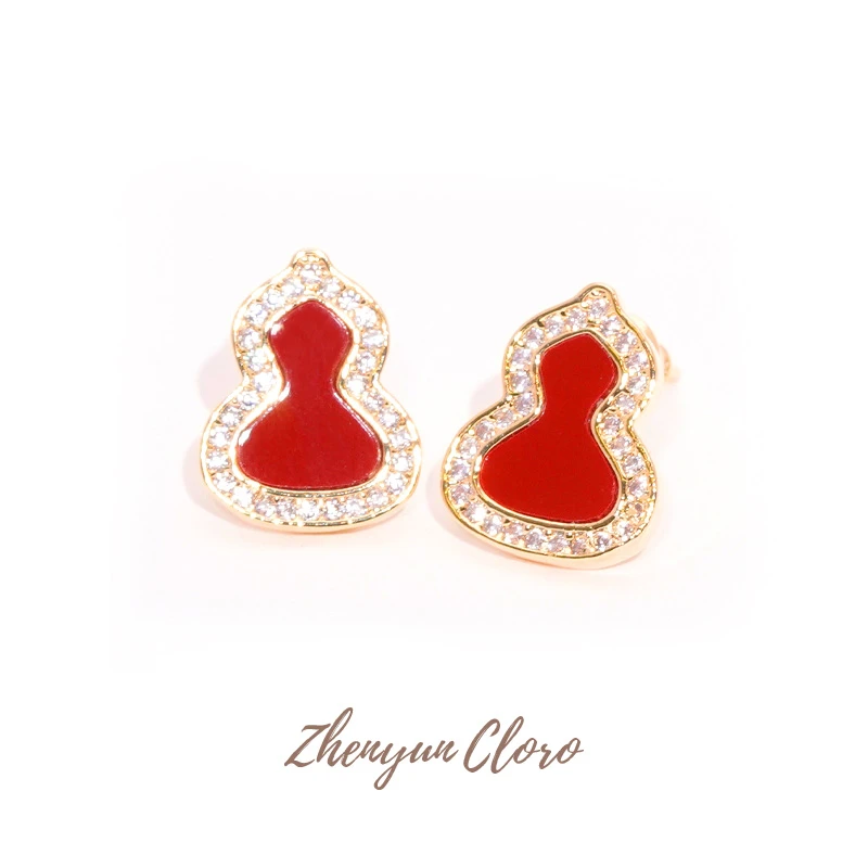 铜合金耳饰 时尚红葫芦耳钉 SS45015