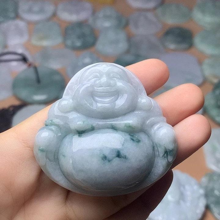 翡翠未镶嵌颈饰飘花佛公