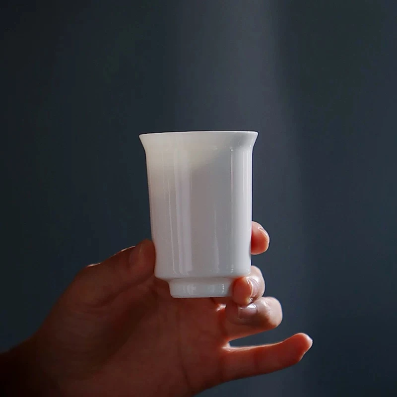 德化羊脂玉白瓷茶杯功夫品茗杯6只装