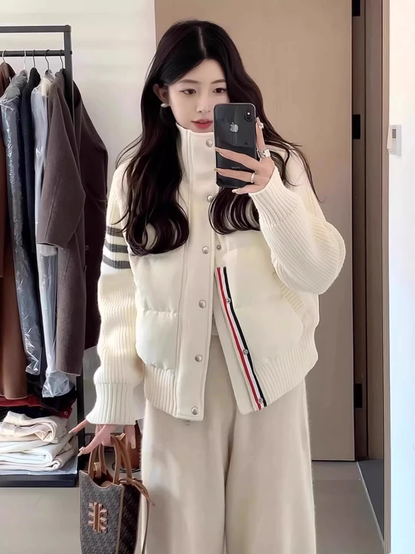 小个子立领拼接棉服女2025年冬季新款设计感撞色加厚短款棉衣外套