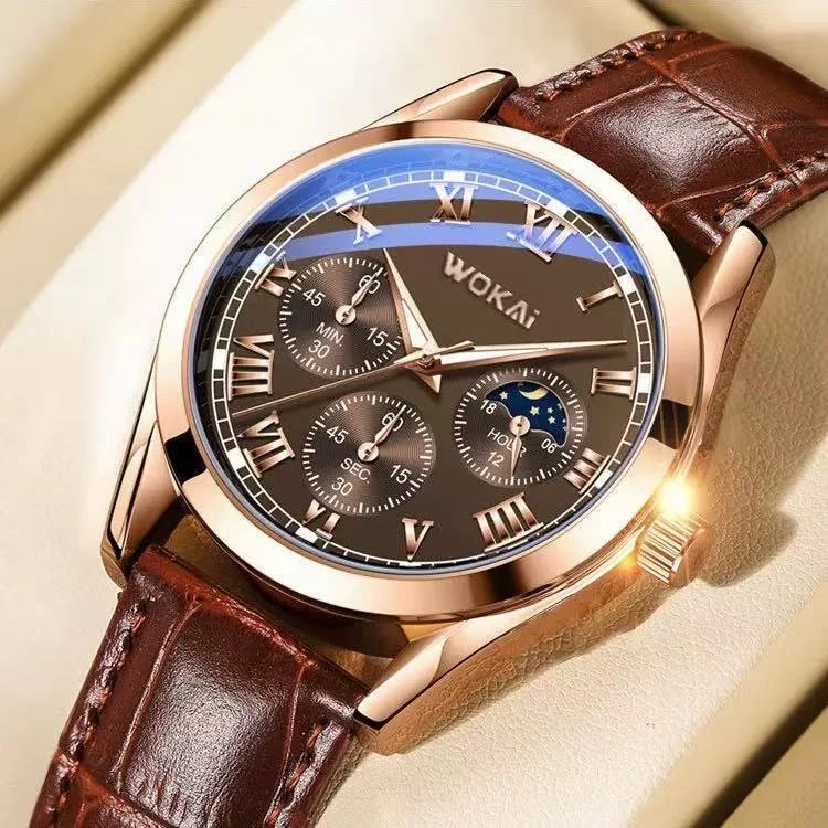 潮流新款男士手表男防水时尚腕表皮带石英表