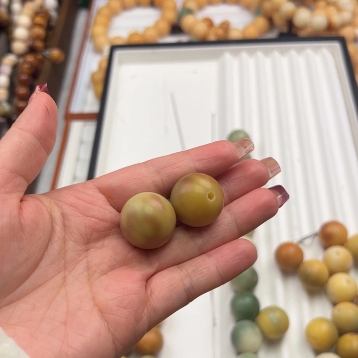 菩提根/象牙果手串懒*卡22圆珠干磨微瑕