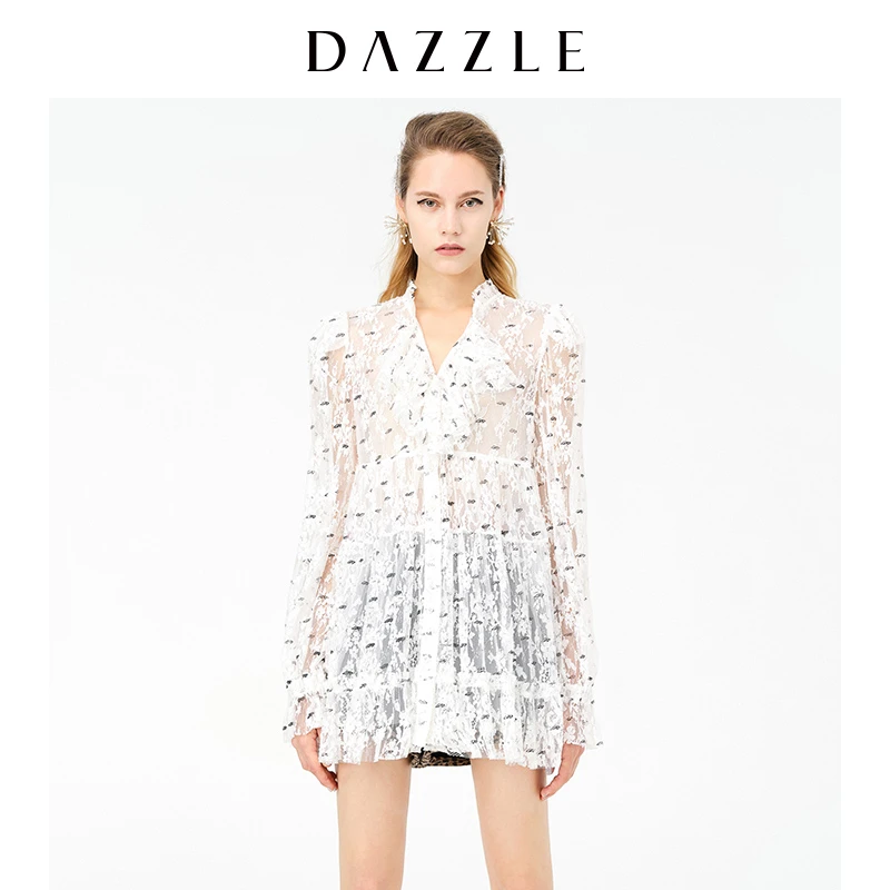 专选DAZZLE地素奥莱蕾丝花边网纱裙连衣裙女2E1O603