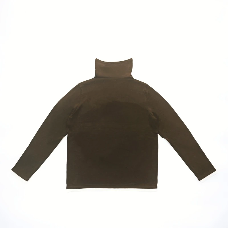 2025新款长袖褶皱堆堆领T恤秋冬户外双面时尚打底衫立领百搭针织