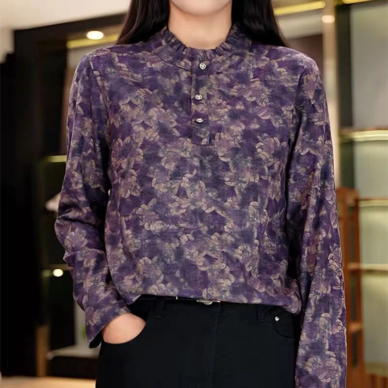 2024年春季新款法式气质显瘦诗意紫色衬衣Q23CC1527