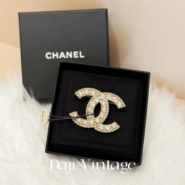 大吉中古/Chanel香奈儿金色珍珠拼钻胸针
