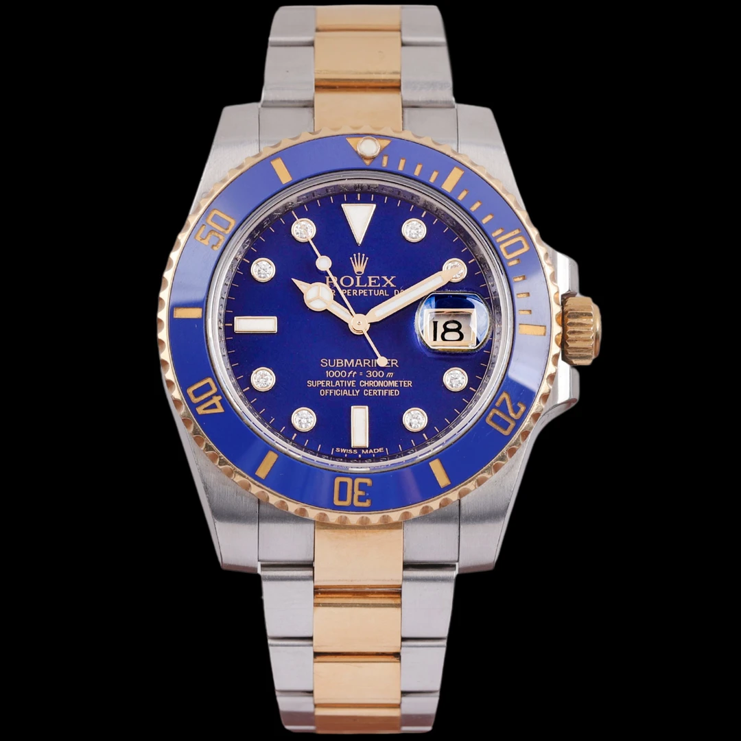 95新 Rolex/劳力士 S/钻刻间金蓝水鬼116613/单表/40mm