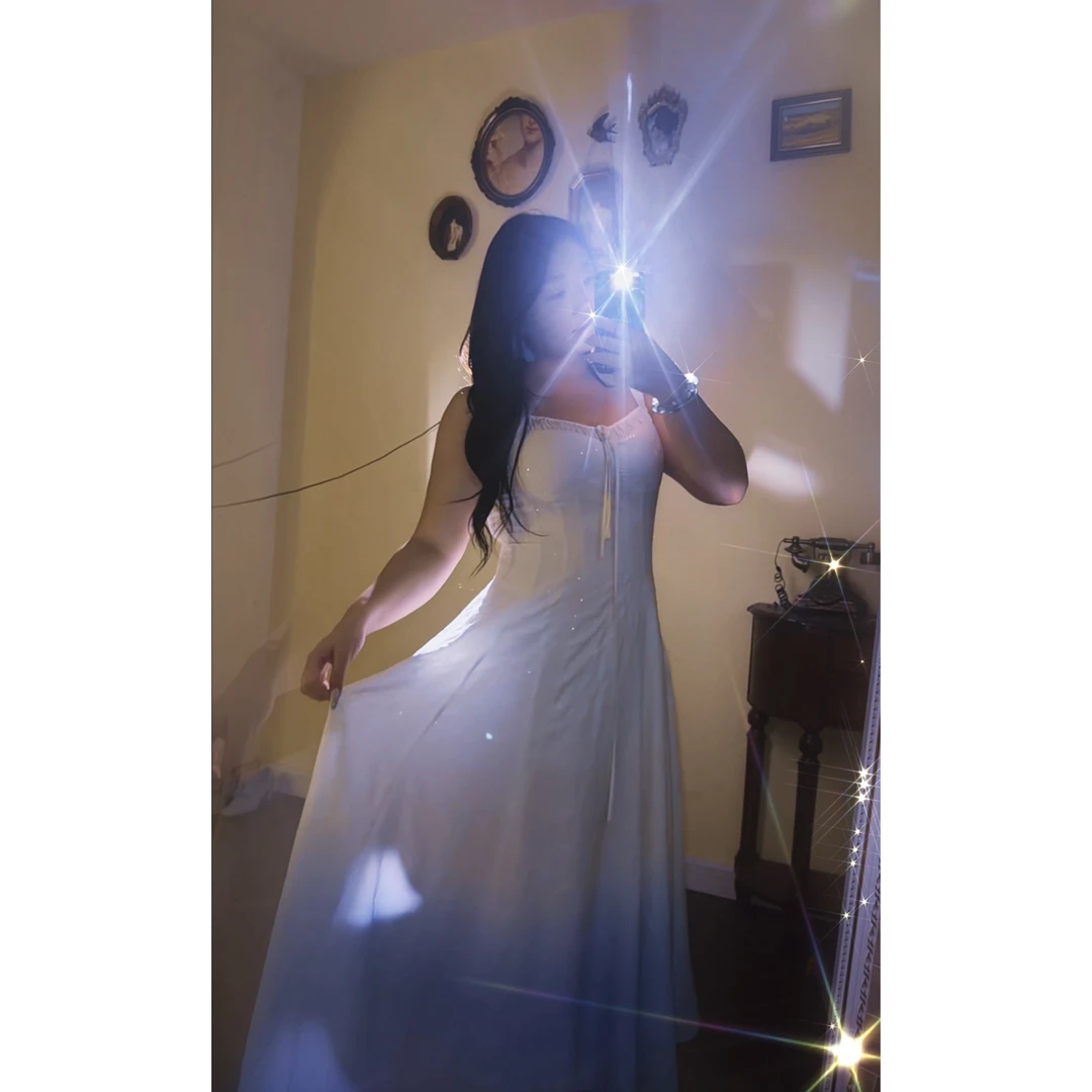 TG羊羊【多瑙星空】胖妹妹mm夏季收腰吊带女小个吊带裙Y156