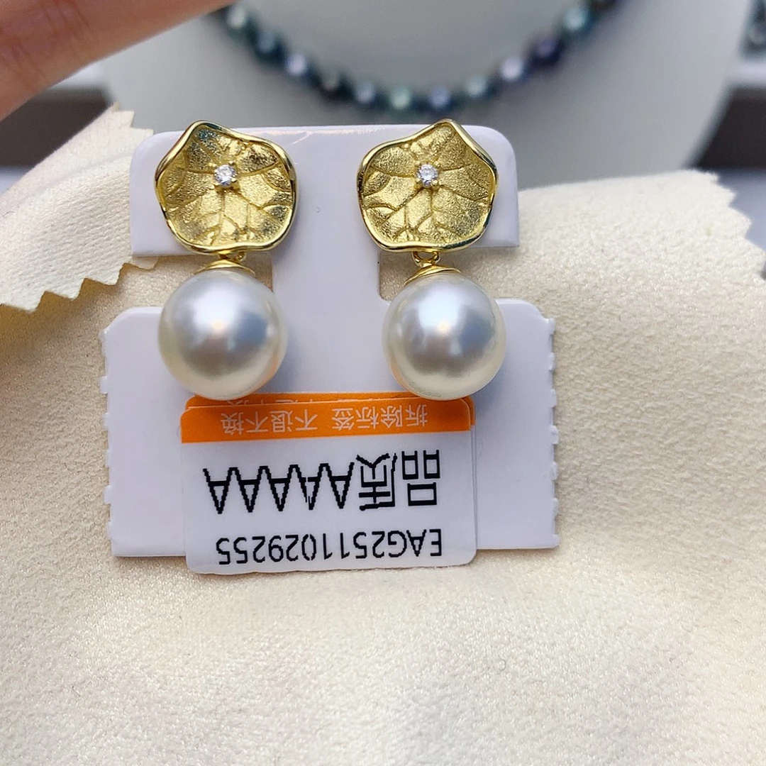 海水珍珠耳饰银S925镶嵌W67