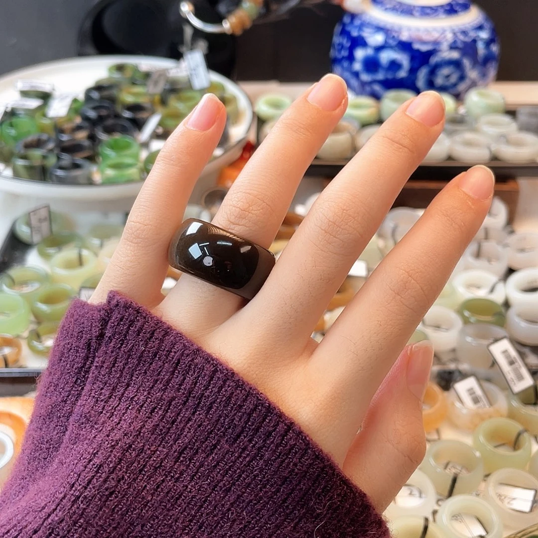 未镶嵌戒指和田玉（糖玉）x32老红糖轮胎18.6不退换