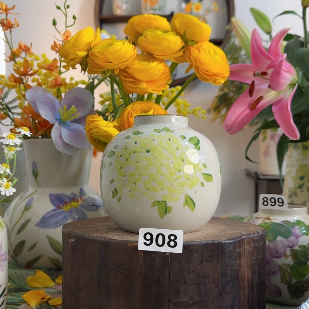 摆件景德镇陶瓷手绘小花瓶摆件无孔