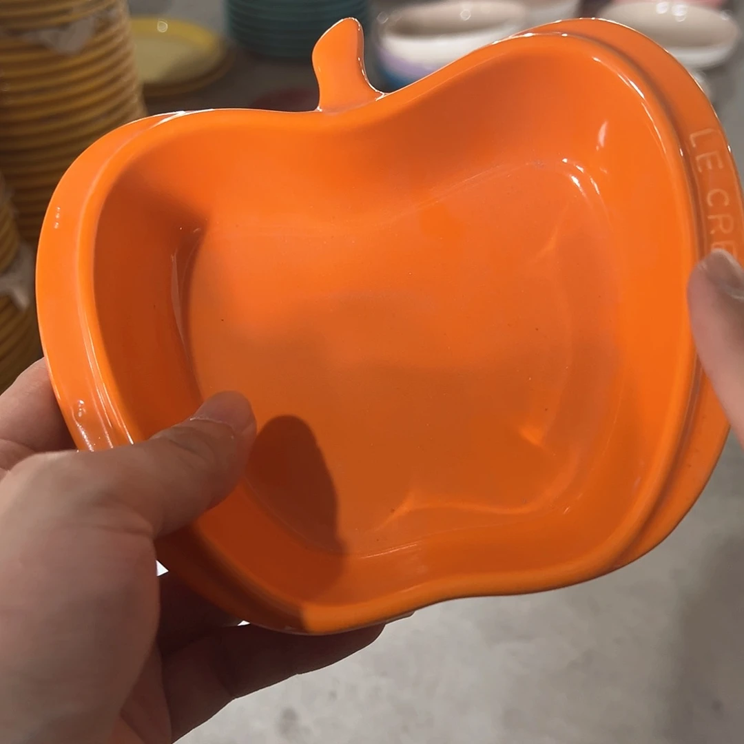 陶瓷 瑕疵 苹果碗 橙色色色