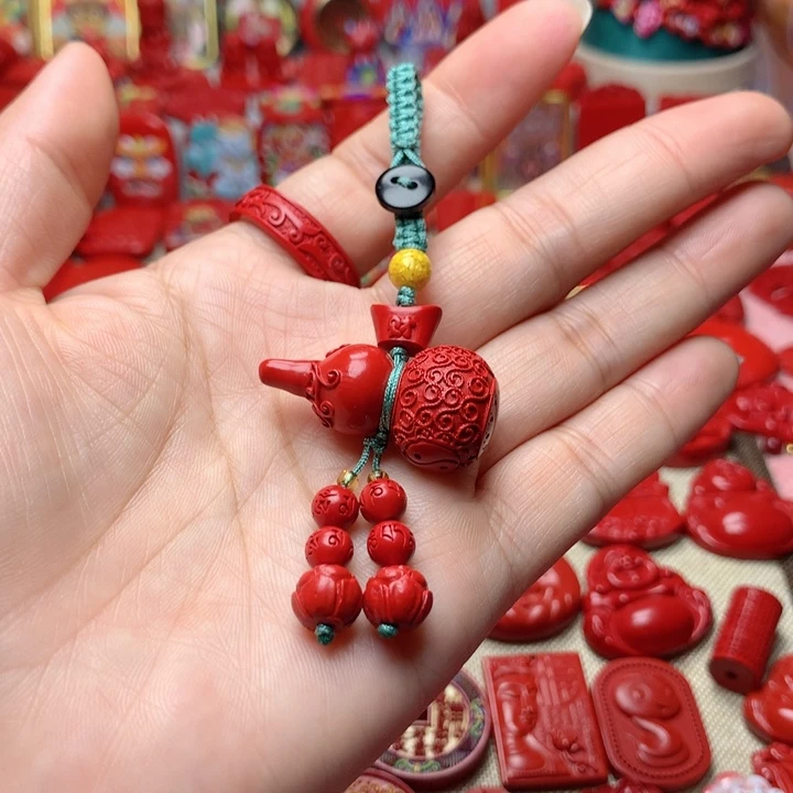 天然辰砂工艺品朱砂钥匙扣