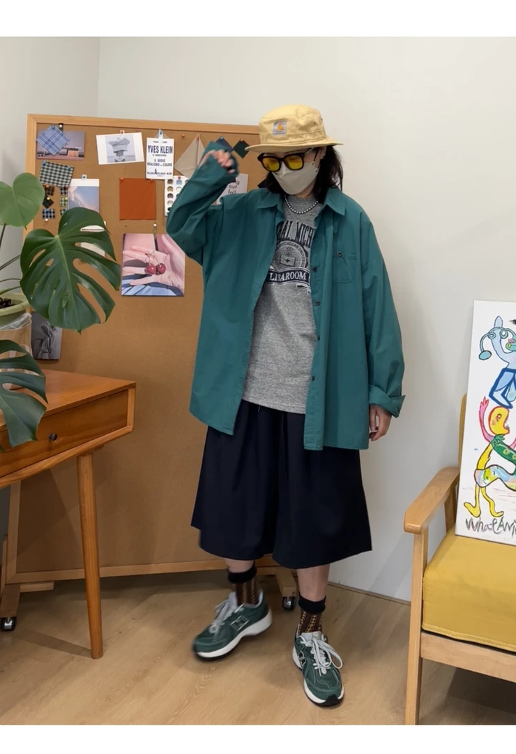 日系复古超阔松紧大版西装面料5.6分短裤